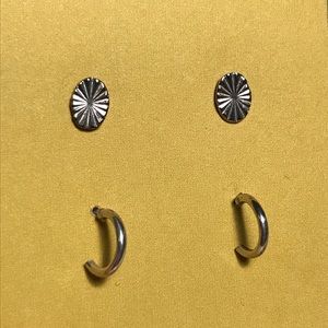Silver toned studs and tiny hoops